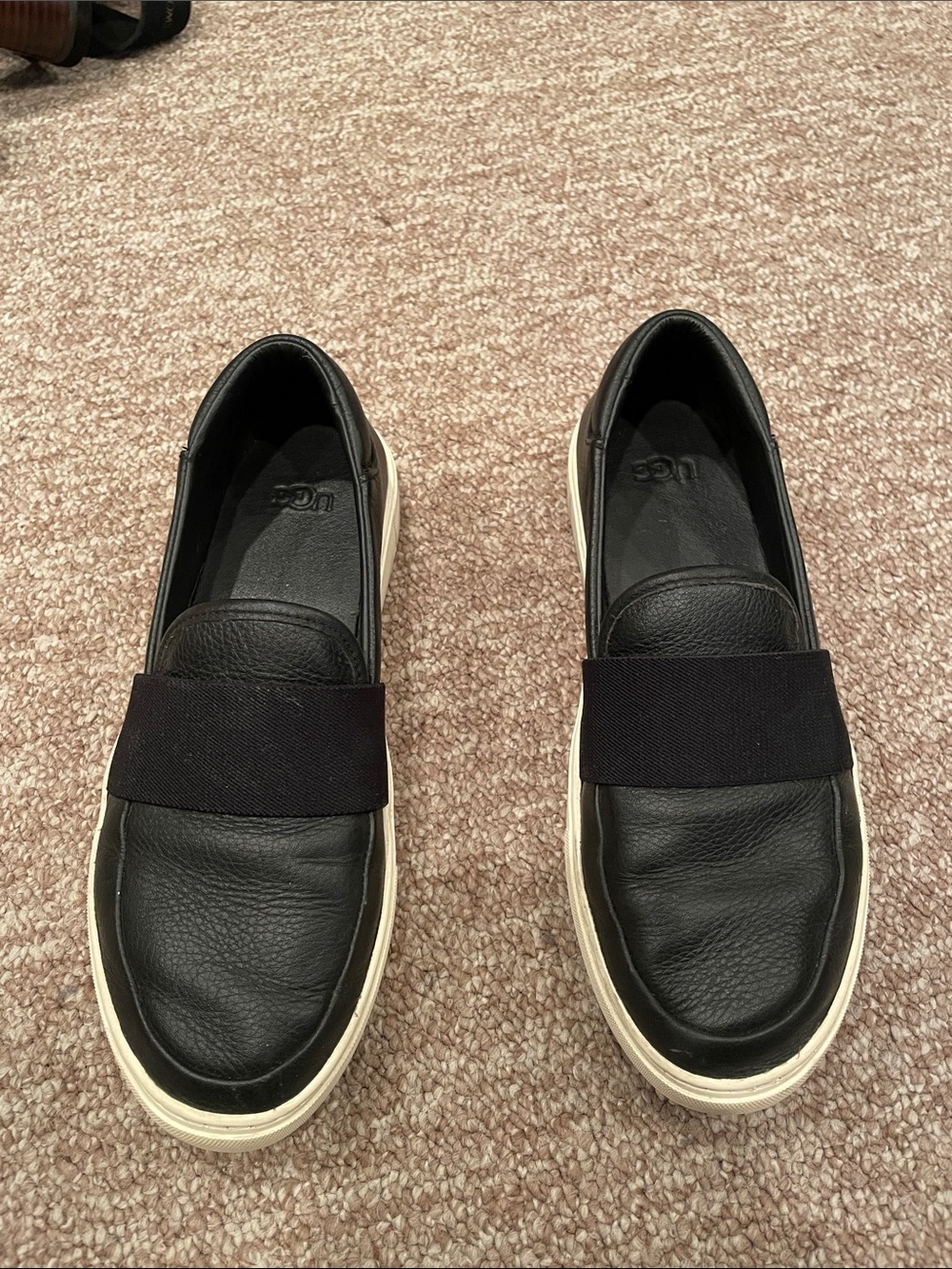 Women’s Black Slip-On Leather Sneakers with Elastic Strap